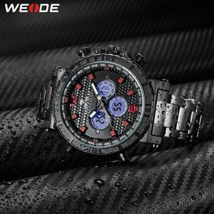 Weide Men Business Chronograph Digital Analog MEAT CASE PET PET Bransoletka Bransoletka Kwarcowe zegarowe zegar Relogio Masculino225z