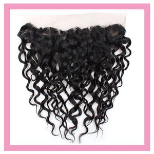 Malaysian 100% Human Hair 13X4 Lace Frontal With Baby Hairs Water Wave Pre Plucked 13 By 4 Lace Frontal 10-24inch