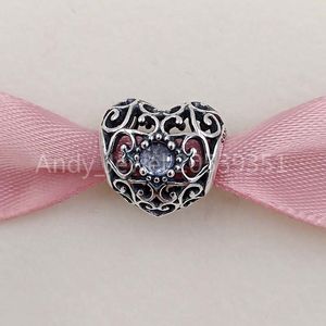 Andy Jewel Authentic 925 Sterling Silber Perlen März Signature Herzgeburtsstein Charme für europäische Pandora -Stil -Schmuckarmbänder Halskette 7