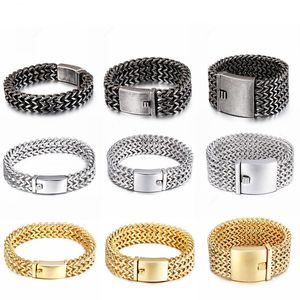 18mm / 30mm Bracciale a catena a maglia pesante per bici da uomo Donna Punk Metallo vintage Acciaio inossidabile Mens Biker Fascia da polso Braccialetti larghi Braccialetti Gioielli