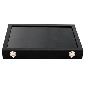 Glass Lid Black 100 Slot Earring Ring Jewellery Display Storage Box Tray Case Organizer Holder