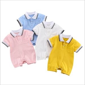 Baby rompers designer kläder pojkar randig kortärmad jumpsuits flickor sommar bomull bodysuit enises playsuits nyfödda klättra kläder b7441
