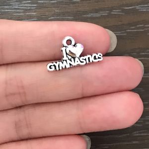 DIY Charm Sport Charm I Love Gymnastics Charms Antique Silver Tone Pendant Charm for Bracelet Necklace Earrings bookmark zipper pull Jewelry