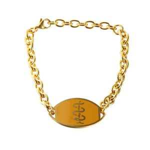 Personliga Rostfritt stål Mens Womens Gold Medical Mark Link Chain Armband Kedjor Armband Armband Smycken Födelsedaggåvor till salu