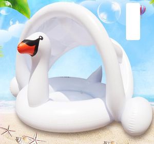 Inflável Flamingo Swan colchão com sombrinha inflável piscina anel de assento de animais de água flutua barcos bebê nadar tubos anel de brinquedo de praia