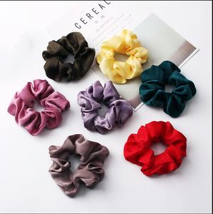 Satin Solid Hair Scrunchies Women Elastic Hair Bands Stretchy Scunchie Girls Headwear Silky Loop Pony Vail Holder Hairbands 100pcs FQ0222A