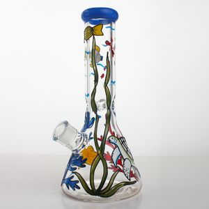 11.8" Beaker Base Thick Glass Bong Hookahs For Smoking Colorful underwater world Water Pipe Ice Catcher