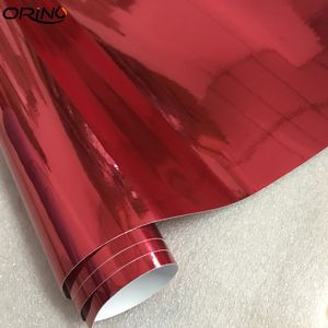 Gloss cromo espelho vermelho vinil carro envoltório adesivo com bolha de liberação de ar para carro embrulho completo foil282s