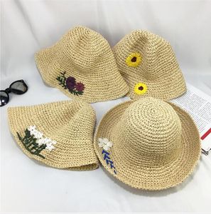 Hand gehäkelte Gänseblümchenblume Andere Strohhut Hut Dame Sommer faltbar Fischer Sunbow Hats Reisen Sie Strand Sonnenschutzmütze