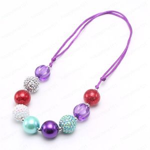 Baby Girls Adjustable Rope Necklace Kids Chunky Beads Bubblegum Necklace For Child Toddler Jewelry Charming