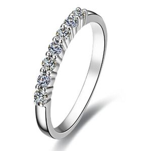 0.21CT Seven Stones Jewelry Sterling Silver Wedding Band Ring NSCD Diamond Jewelry for Women 18K White Gold Plated with Jewelry box