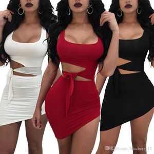 Casual Dresses Sexy Skinny Irregular Mini Women Summer Black White Party Club Dress Size S-XL