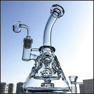 Beaker Dab Rigs Narghilè Soffione doccia Perc Swiss Perc Glass Bong Tubi per acqua trasparente Recycler Giunto femmina 14mm Con ciotola Banger MFE09