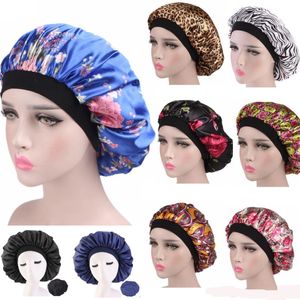 15色新しいファッション高級ワイドバンドサテンボンネットキャップ快適な夜の睡眠帽子髪の損失キャップの女性帽子キャップタービン