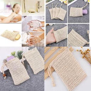 Neatening Mesh Soap Saver Pouches Holder For Shower Bath Foaming Natural Bath Bag Sisal Shower Soap Bag dc632