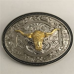 3d الفضة نمط الذهبي الثور رئيس رعاة البقر حزام مشبك أزياء الرجال أبازيم ل 4 سنتيمتر حزام واسعة