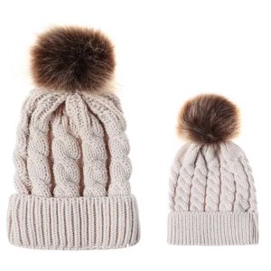 2ST Eltern-Kind-Hut-Wärmer, Mutter-Baby-Tochter / Sohn-Winter-warme Wollmütze Familie HäkelarbeitBeanie Ski Cap