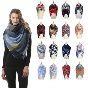 Scarf Plaid Blankets Scarves Girls Lattice Shawl Winter Grid Wraps Classic Square Neck Scarf Tassel Pashmina Fashion Neckerchief D6127