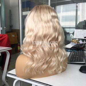 Ombre Platina Cheia Do Laço Perucas de Cabelo Humano Para As Mulheres Onda Do Corpo Brasileiro Virgem Do Laço Do Cabelo Humano Frente Perucas Com o Cabelo Do Bebê