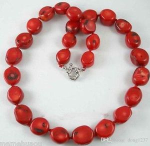 Горячая продажа Красивые Тибет Real красный коралловые бусы ожерелье, 18 «»