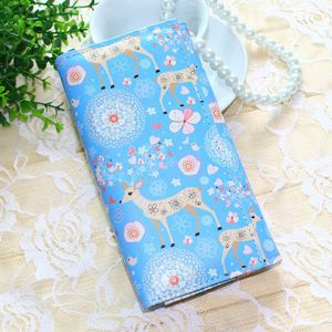 Designer-New Women Wallets Handbags Brand Coin Purse Flower Deer Blue Moneybags Lady Purses Girls' Long Clutch Wallet Cards Id Holder Bag