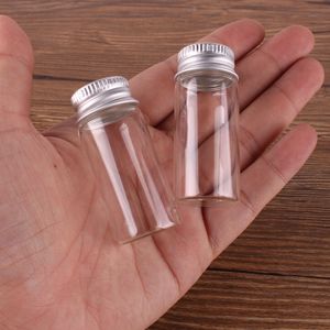 100 pcs tamanho 22 * ​​50mm 10 ml transparente perfume de vidro garrafas de especiarias minúsculas frascos com tampa de parafuso de prata DIY CRAFT