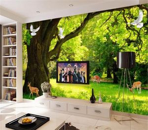 Özel Fotoğraf Kağıdı 3d HD Modern Minimalistik Ormanda Peyzaj 3D Oturma Odası Yatak Odası Arka Plan Duvar Dekorasyon Duvar Kağıdı