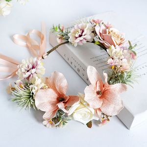 Bride Simulation Wreath Children Girls Sea Beach Hair Accessories Woman Flower Rattan Weaving Pageant Garlands Photo Jewelry S232