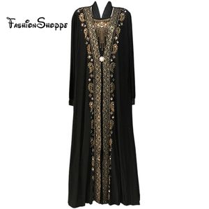 Kostenloser versand Muslimischen schwarz abaya islamische kleidung für frauen stickerei strass dubai kaftan robe kleid türkische abaya D253