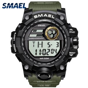 Mężczyźni oglądają sport Wojsko Smael S Shock Relojes Hombre Casual LED Calk Digital Strażynie Wodoodporne 1545D Sport Watch Alarm