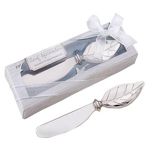 Leaf Shape Butter Knife Cream Cheese Zinc Alloy Spreader Wedding Party Favors Silver Cake Butter Knife