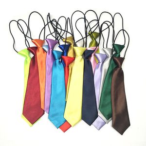 2019 Fashion Children's necktie solid 50 colors baby's students neck tie 28*7cm neckwear rubber band neckcloth For kids Christmas gift