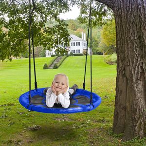 Outdoor-schaukel großhandel-40 Kinder im Freien Runde Net hängenden Seil Nest Baum schwingen Kinder Patio Spielzeug Blau