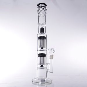 17,9 tum vattenpipa 2 lager svart svamp inline perc oljebrännare glas vatten bongs med 18 mm skål för rökning