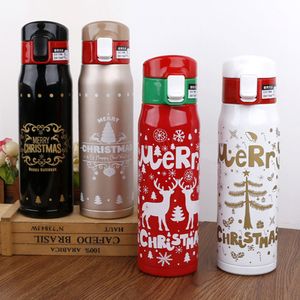 500ml Christmas water bottle Xmas Double wall print Stainless steel tumbler Vacuum Travel Sport Thermos flasks Coffee Cup Mug LJJA2920