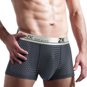 Fashion-shorts mens underkläder is silke mesh andningsbara boxare modal boxer sexiga manliga trosor sommar underbyxor ultra tunn mjuk 40