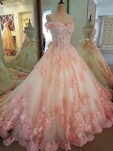 Ballkleid Prinzessin Brautkleider Herzförmiger Schnitt mit 3D-Blume Brautkleider Stufenrock Prinzessin Vestidos De Novia Quinceanera Kleider