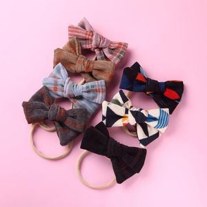 2 sztuk / partia Baby Headband Flower Printed Bow Opaski na głowę Dziewczyna Sztrukuroy Headband Cienki Zespół Noworodka Maluch Akcesoria do włosów