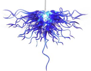 Hängsmycke Lampor 100% munblåst borosilikat Murano glas Blå ljuskrona Ljuskonstdekoration Hängande modern hängande lampa