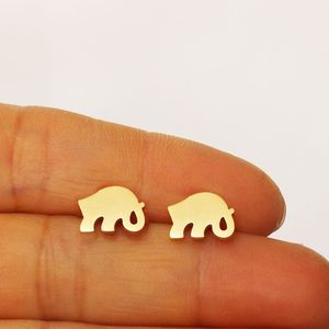 New Tiny Indian Elephant Stainless Steel Custom Earrings Female Girls Kids Ear Golden Studs Gift Jewelry T152