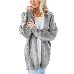 2020 Jesień Twist Z Długim Rękawem Cardigan Loose Sweter Kobiety Zima Plus Rozmiar Dzianiny Kardeniowe Damskie Płaszcze Odzieży