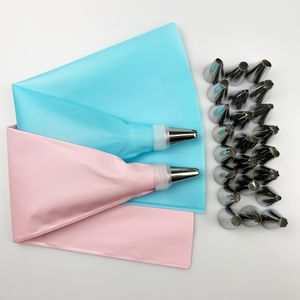 26 PCS/set Cake Decorating Tool Silicone Pastry Bag Tips Kitchen DIY Icing Piping Cream Reusable Pastry Bags +24 Nozzle Set