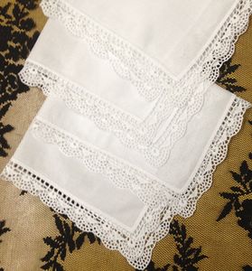 Conjunto têxtil para casa de 12 estilo irlandês 12x12 algodão lenço de noiva de casamento elegante bordado crochê renda hankie ha251y
