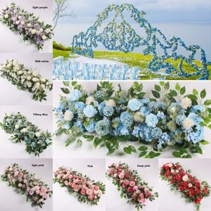 Flores de rosas artificiais Row 100cm Peônias de seda DIY ROSE FALSO FALSO FLOR FLORES Casamento Arco de cenário Decoração de adereços