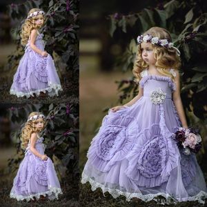Cheap Lilac Floor Length Junior Bridesmaid Dresses For Weddings A Line Graduation Gown Children Toddler Prom Dress Girls Custom Made