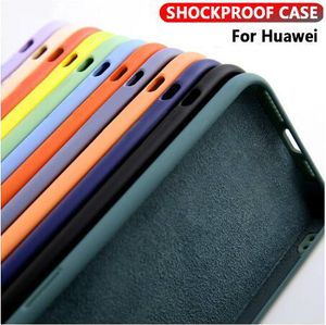 ShockoProof Väska till Huawei P20 P30 Mate 20 Lite Pro Flytande Silikon Telefonväska till Huawei Mate 20 30 Pro P Smart 2019 Back Cover