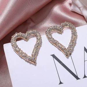 Hurtownie Moda Luksusowy Projektant Sparkle Diamond Rhinestone Pełna Pearl Geometryczne Cute Heart Stud Kolczyki dla kobiet