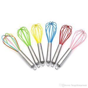 10 Inch Wire Whisk Stirrer Mixer Egg Beater Color Silicone Egg Whisk Stainless Steel Handle Household Baking Tool Egg Beater BH0162