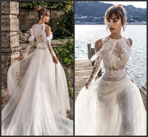 2019 Vintage Linia Boho Bohemian Beach Suknie Ślubne Suknie Ślubne Długie Rękaw Suknia Ślubna Vestidos Novia Designer Suknie ślubne