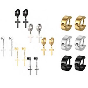 Aros de orelha de aço cirúrgico colorido com dangle transversal 18 pcs kit de ouvido elegante corpo piercing jóias para homens e mulheres